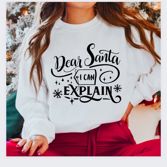 Dear Santa I Can Explain Crew Neck Long Sleeve Sweatshirt - Picture 1 of 2